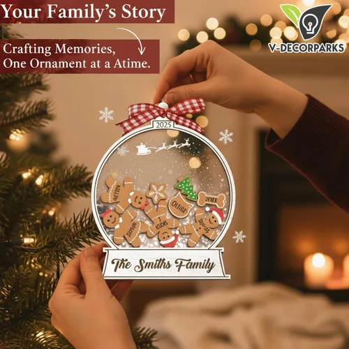 Miniatura 6 de Adornos de Navidad personalizados 2025 – Adornos personalizados de globo de nieve para familias de 2, 3, 4, 5, 6, 7, 8, 9 y 10 miembros, adorno