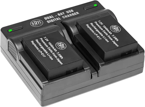 BM 2 LP-E17 Baterías y cargador de batería de doble bahía para Canon PowerShot V1, Rebel EOS R8, EOS R10, EOS R50, R50 V, EOS R100, EOS RP, EOS M6