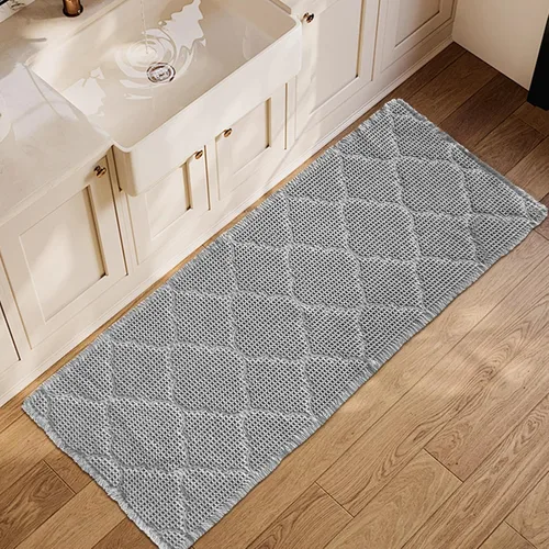 Miniatura 15 de ZALL Tapete de baño de punto gofre, súper absorbente, antideslizante, color marrón, 17 x 24 pulgadas, patrón geométrico de diamante, lavable a