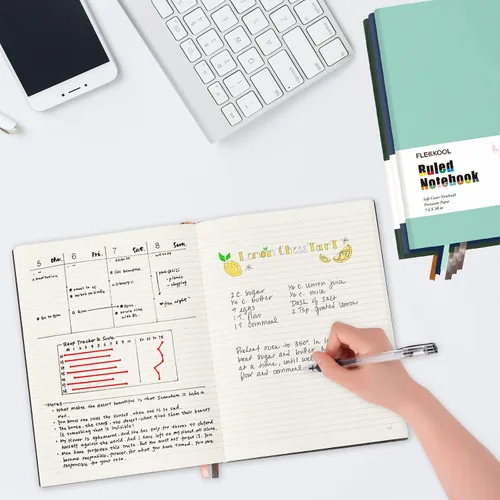 Miniatura 4 de Diarios de negocios, paquete de 2 cuadernos B5 de rayas universitarias de tapa suave grande con papel rayado grueso de 100gsm, 376 páginas