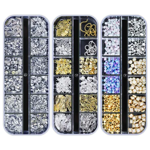 Miniatura 5 de Artdone 12 cajas de diamantes de imitación para uñas, gemas para uñas, diamantes de uñas, cristales de lentejuelas para uñas, kit de lentejuelas