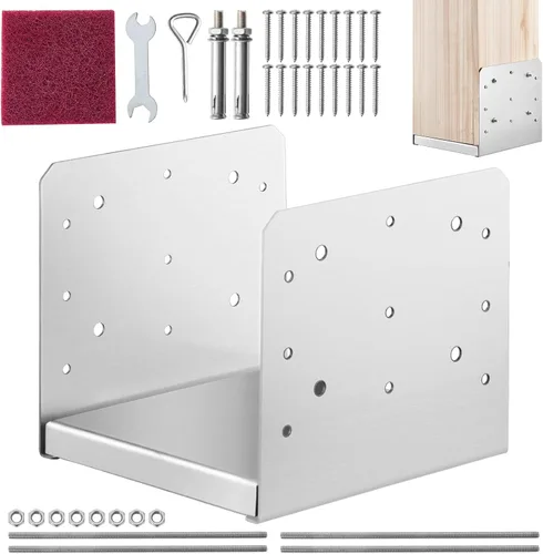 Miniatura 16 de VEVOR Base de Poste de 6" x 6", 10 Piezas Soporte de Anclaje de Poste Ajustable de Acero Inoxidable (Interno 5.9 x 5.5"), Base de Poste Ajustable