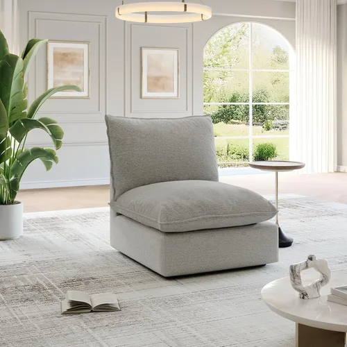Miniatura 14 de Cloud - Sofá modular modular con relleno de plumón, sofá biplaza con respaldo alto y otomana, moderno sofá modular con funda extraíble, gris oscuro