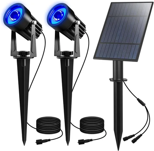 Miniatura 19 de T-SUN Focos solares al aire libre impermeables, luces de paisaje solares 2 en 1 LED para jardín, focos solares para árbol, jardín, estanque, piscina