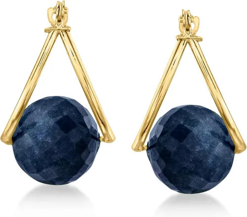 Miniatura 3 de Ross-Simons Gemstone Bead Double-Hoop Earrings in 14kt Yellow Gold