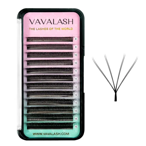 Miniatura 16 de VAVALASH Extensiones de pestañas en forma de W, con abanico prefabricado 3D, rizado D, extensiones de pestañas de volumen fáciles de abanico
