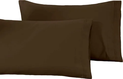 Miniatura 12 de Juego de fundas de almohada tamaño grande de algodón egipcio, de 1500 hilos, de color liso., Negro, Estándar