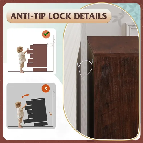 Miniatura 7 de WLIVE - Cómoda ancha de madera para dormitorio