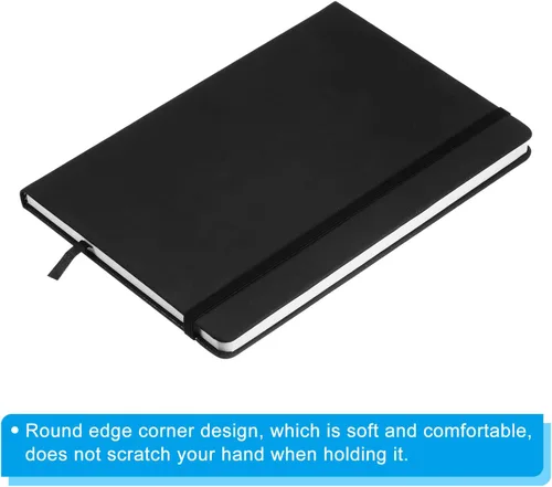 Miniatura 3 de PATIKIL Cuaderno rayado A5, 160 páginas, papel rayado grueso de 2.82 oz/m², 8.3 x 5.7 pulgadas, tapa dura, para trabajo y escritura, color negro