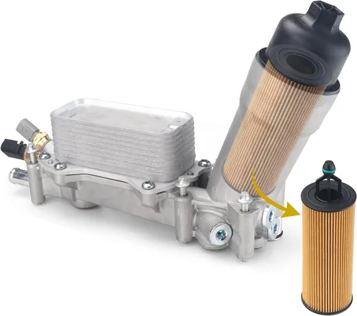 Miniatura 5 de Carcasa de filtro de aceite del enfriador de aceite del motor MEJORADA con arandela de flúor compatible con Chrysler 200 300 2011-2016, Dodge