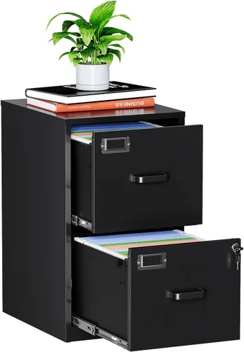 Miniatura 18 de MIIIKO - Archivador de metal con 3 cajones con ruedas, archivador móvil para debajo del escritorio de oficina en el hogar, archivadores totalmente