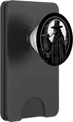 Miniatura 7 de Black Crow Death Plague Doctor Occult Aesthetic Raven Goth PopSockets PopGrip estándar