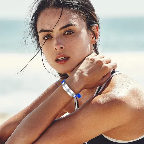 Miniatura 135 de OPALSTOCK Pulseras médicas personalizadas de silicona ajustable para identificación de emergencias, grabado gratuito, 9 pulgadas, resistente al