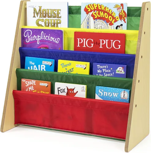 Miniatura 3 de Tot Tutores WO697 Colección de amigos, librería de almacenamiento en bastidor de libros para niños, blanco, rosa y púrpura, Madera, Natural/Primario