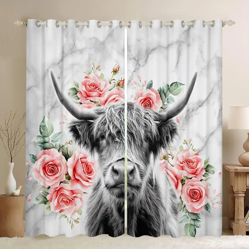 Miniatura 9 de Erosebridal - Paneles de cortina con notas musicales retro rotantes para ventana, cortinas estilo grunge de música rock para niños y adultos