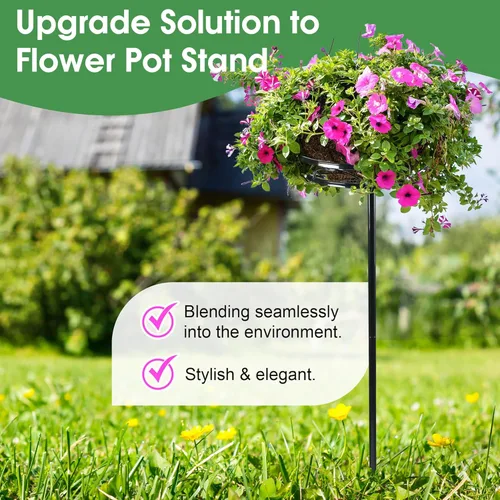 Miniatura 4 de Tellingyou Paquete de 2 soportes ajustables para macetas para exteriores, soportes de metal para plantas al aire libre, soporte versátil