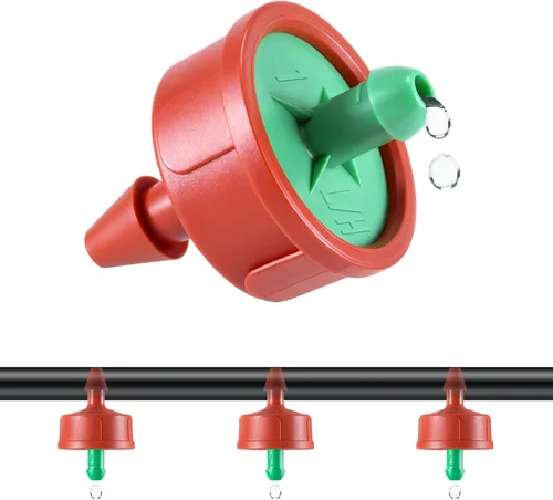 50 goteros/emisores de riego por goteo compensadores de presión de 0.25 GPH, antiobstrucciones y autolimpiantes emisores de riego por goteo,
