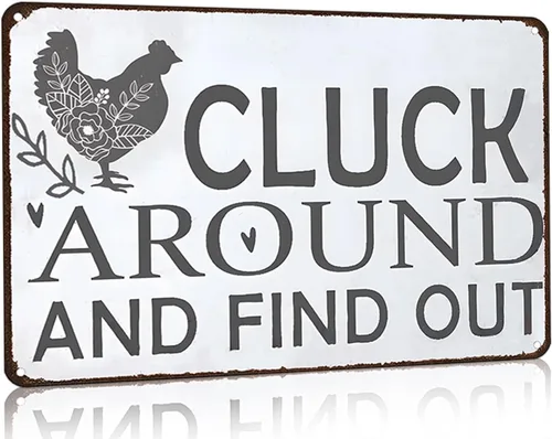 Smilelife Funny Chicken Gifts - Letrero de lata de pollo para el hogar, granja, gallinero, granja, cocina, jardín, decoración de 8 x 12 pulgadas Gris