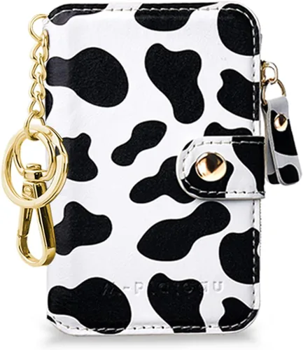 Miniatura 26 de Cartera con llavero, tarjetero con bloqueo RFID de piel, funda para tarjetas de crédito con cremallera para mujer