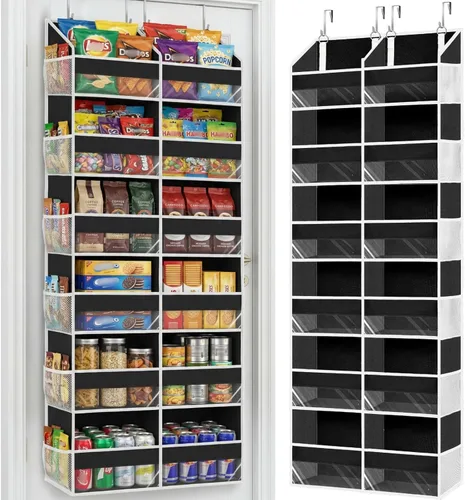 Miniatura 8 de Organizador para colocar sobre la puerta de 6 niveles, almacenamiento extra grande detrás de la puerta de 12 compartimentos, capacidad de peso de 80