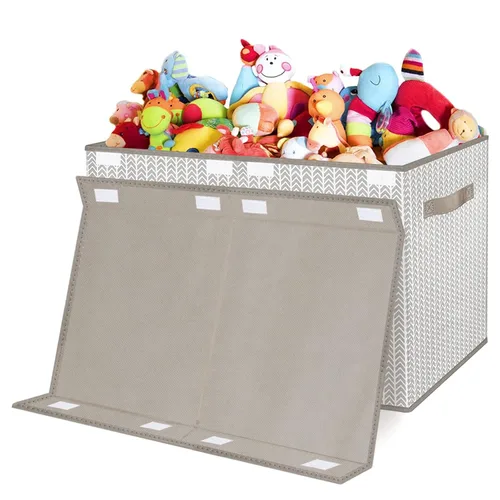 Miniatura 6 de Caja organizadora de juguetes para niños y niñas, contenedor grande de almacenamiento de tela plegable con tapa abatible y asas para ropa, manta