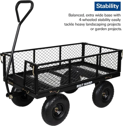 Miniatura 4 de BILT HARD Carrito de jardín de acero de malla de alta resistencia de 880 libras de capacidad, carrito de jardín resistente de 4 pies cúbicos