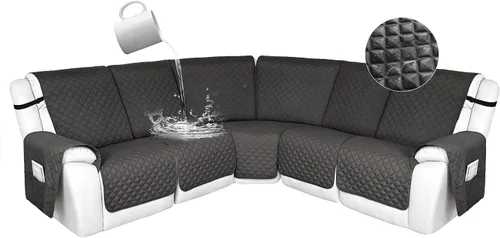 Miniatura 33 de HDCAXKJ Fundas de sofá seccional reclinable 100% impermeable, forma de L, funda de sofá reclinable lavable acolchada suave para mascotas, perro