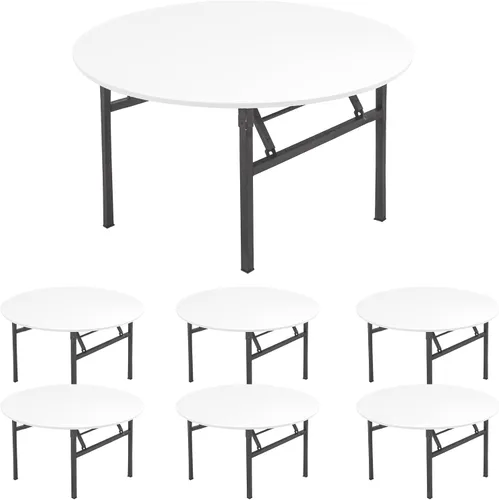 Miniatura 9 de Fivenl Paquete de 6 manteles de elastano para mesas redondas de 5 pies, manteles redondos elásticos ajustables lavables con borde elástico