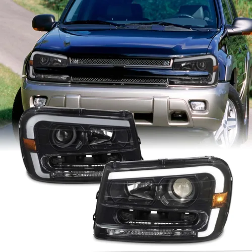 Miniatura 8 de AKKON - Compatible con Chevy Trailblazer 2002-2009 [LED DRL Running] Proyector de faros cromados, par de faros delanteros de repuesto para Carcasa