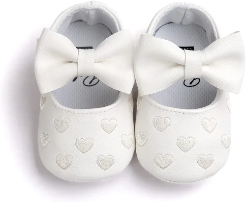 RVROVIC Zapatos de bebé para niñas suela suave zapatos planos Mary Jane vestidos de princesa zapatos de poliuretano lindo lazo precaminante