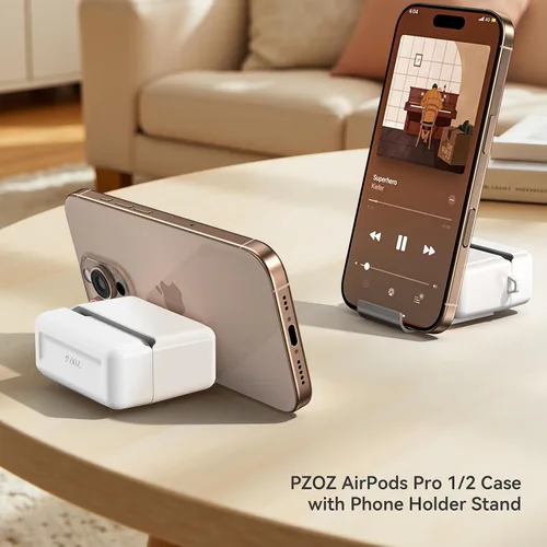 Miniatura 4 de PZOZ Funda para AirPods Pro 1/2 con soporte para iPhone, compatible con AirPods Pro de 1ª/2ª generación, material oficial, resistente a los golpes