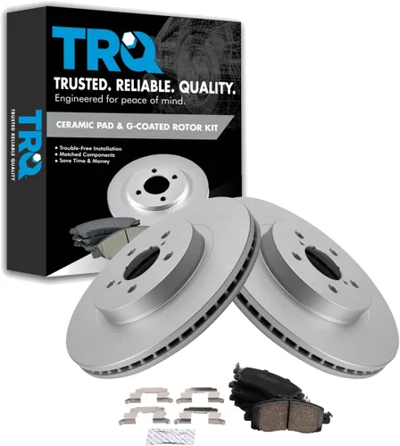 Miniatura 84 de TRQ Juego de pastillas de freno delantero y rotores con revestimiento de cerámica compatible con Jeep Compass Patriot 2017