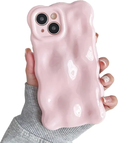 Miniatura 45 de XIZYO Funda para iPhone 13 de 6.1 pulgadas, bonito patrón de ondas, estético, 3D, rizado, ondulado, chapado en purpurina, para mujeres y niñas, Azul