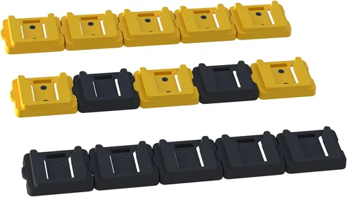Miniatura 6 de Soportes de batería Gijok para montar en base Dewalt 20V/60V - Compatible con baterías DCB200, DCB203, DCB205, DCB206 (Amarillo, paquete de 5)