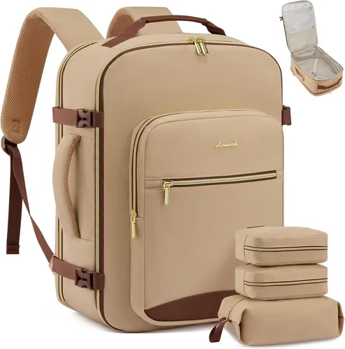 Miniatura 15 de LOVEVOOK Mochila de viaje de 40L aprobada para vuelo, 3 cubos de embalaje, bolsa de viaje impermeable para artículos personales, equipaje de mano