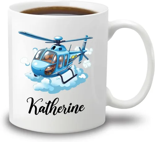 Miniatura 12 de Taza de café de avión personalizada con nombre de los niños, taza de café de avión personalizada de 11 onzas y 15 onzas, taza de cerámica blanca