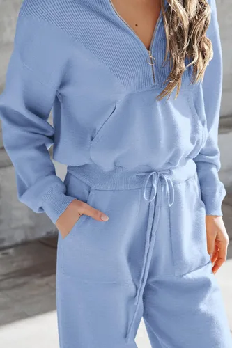 Miniatura 160 de PRETTYGARDEN Conjunto de suéter de 2 piezas para mujer, sudadera con cremallera, pantalones deportivos, ropa casual