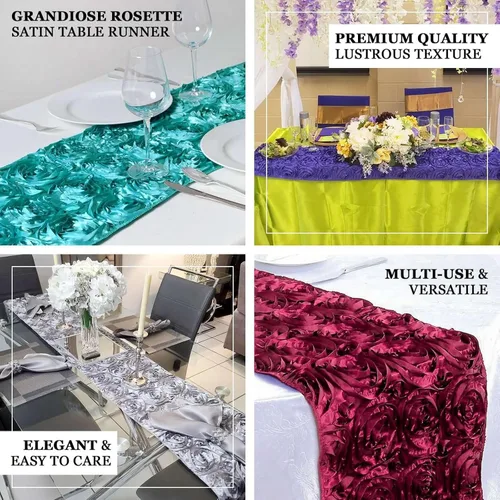 Efavormart Wonderland Rosette - Caminos de mesa prémium para bodas, fiestas, banquetes, decoración, ajuste rectangular y mesa redonda, color azul