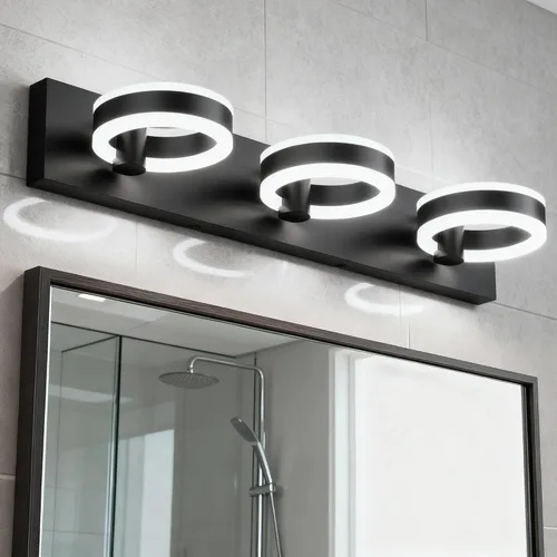 Miniatura 11 de Lámparas LED de baño, luces negras de tocador de 15 pulgadas, modernos apliques de pared acrílicos de 2 luces, accesorio de iluminación de pared