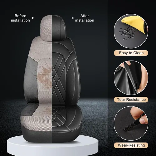 Miniatura 7 de YORKNEIC Juego de 2 fundas de asiento delantero de automóvil para Honda Accord 2003-2017, fundas de asiento de cuero sintético impermeables