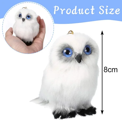 Miniatura 2 de Skylety 6 piezas de mini búho de peluche de 3.2 pulgadas blanco suave peluche búho animal colgante adorno DIY llavero para regalos de fiesta