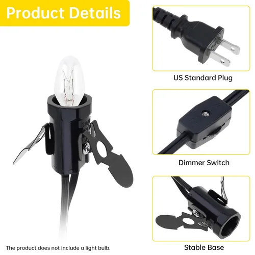 Miniatura 3 de RTNLIT Cable de repuesto para lámpara de sal, cable de luz nocturna con enchufe de bombilla E12, enchufe de interruptor giratorio para accesorios