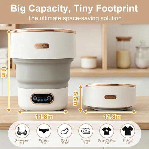 Miniatura 2 de Portable Washing Machine 20L, Foldable Mini Washer & Spin Dryer combo with 3 Modes, small laundry machine for RV, Camping, Dorm, Apartment, Travel