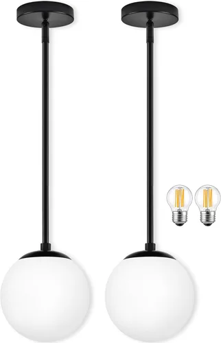 Miniatura 25 de Bagood Lámpara Colgante de Globo de 6" Dorada Lámpara Colgante de Mediados de Siglo Luces Colgantes de Globo para Isla de Cocina Acabado en Latón
