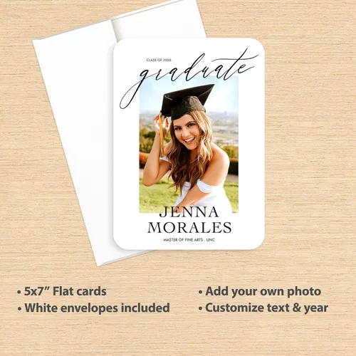 Miniatura 4 de Let's Make Memories Anuncios de Graduación Personalizados Clase de 2025-15 Invitaciones de Calidad Premium - 5x7 - Tarjetas con Foto Personalizadas