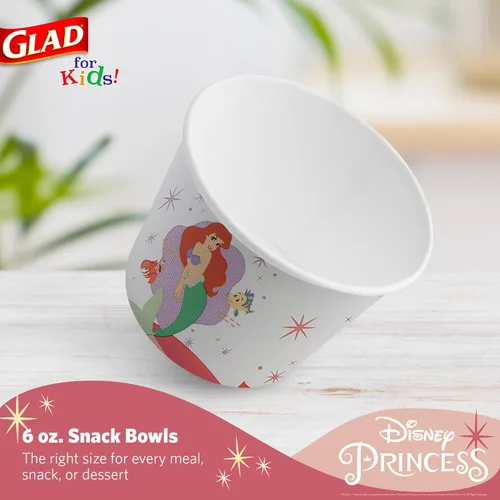 Miniatura 2 de Glad para Niños Cuencos de Papel para Snacks de Princesas Disney, "Magic is in All of US" - Resistentes, Aptos para Microondas, Tazas Desechables