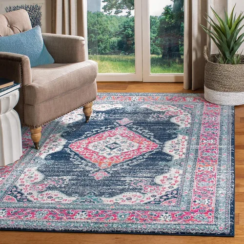 Miniatura 11 de SAFAVIEH Evoke Collection EVK250A - Alfombra de pasillo, 2 pies 2 pulgadas x 7 pies, color crema y fucsia, diseño oriental Shabby chic, no desprende