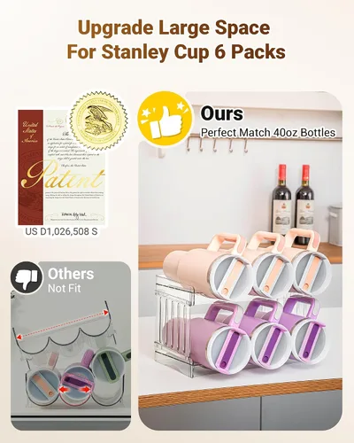 Miniatura 2 de Gracenal Organizador de botellas de agua para accesorios de taza Stanley, organizadores de gabinete y almacenamiento para vaso Meoky de 40 onzas