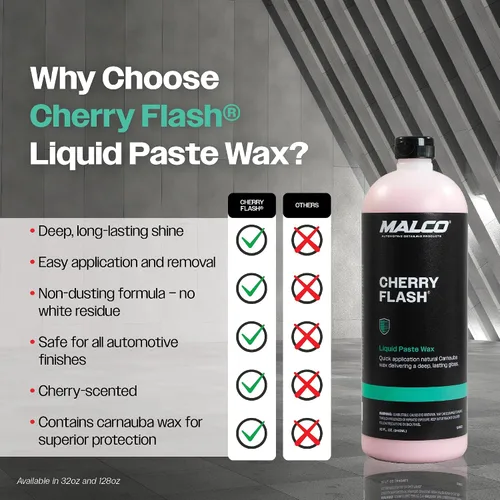 Miniatura 5 de Malco Cherry Flash - Cera de pasta líquida para autos – Protege y dale brillo a tu vehículo/La forma más fácil de encerar manualmente tu auto/Brillo