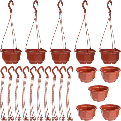 DOITOOL 10 macetas colgantes de plástico, macetas colgantes de 6.29 pulgadas, maceta para plantas de interior y exterior, decoración de jardín y